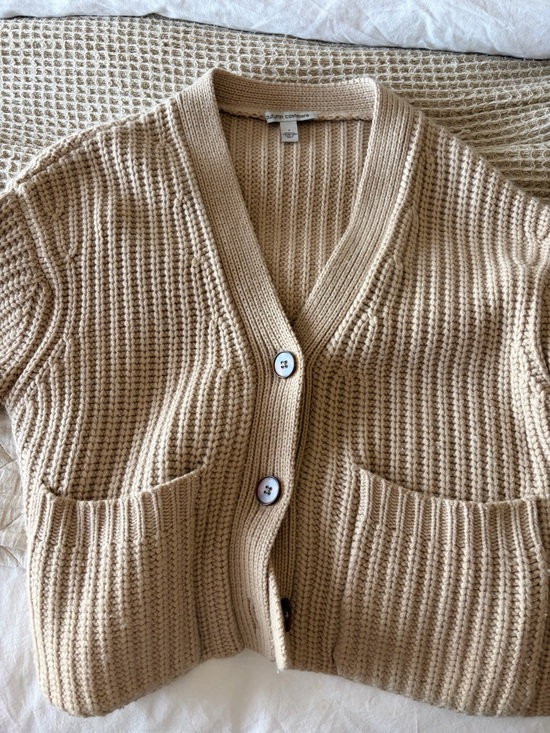 Autumn Cashmere Sweaters - Autumn Cashmere Tan/beige Cropped Button Cardigan